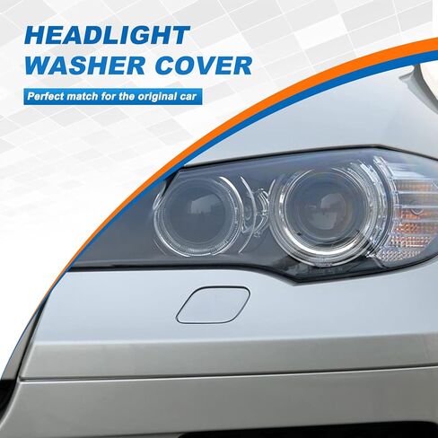 Front Bumper Headlight Washer Nozzle Cover Cap Fit for BMW X6 E71 E72 2008 2009 2010 2011 2012 2013 2014 51657052427 51657052428 (Black, Left Driver Side) in Saudi Arabia