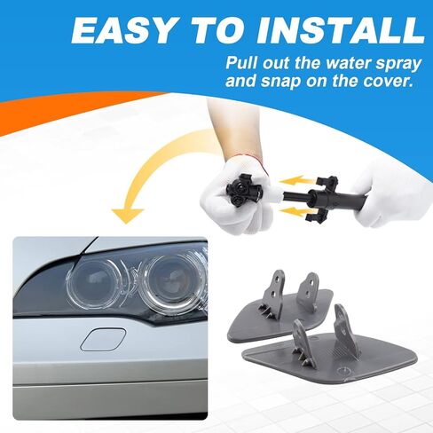 Front Bumper Headlight Washer Nozzle Cover Cap Fit for BMW X6 E71 E72 2008 2009 2010 2011 2012 2013 2014 51657052427 51657052428 (Black, Left Driver Side) in Saudi Arabia