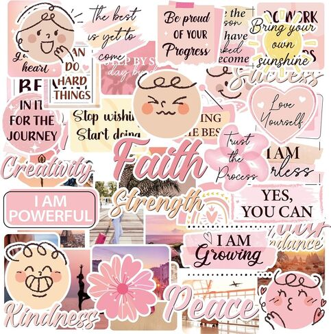 Vision Board Supplies Stickers - 50 Pcs Black Girl Travel Motivational Planner Decals Kit for Adults Women Girls, Cute Flower Inspirational Party Favors Gift for Scrapbook Journal Water Bottle in Saudi Arabia