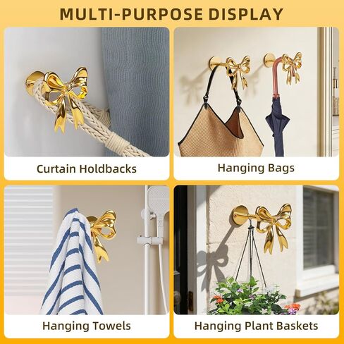 قطعتان من ستائر القوس الذهبية معقودات للجدار - حامل ستارة معدني شديد التحمل مثبت على الحائط للستائر نافذة ديكور المنزل in Kuwait