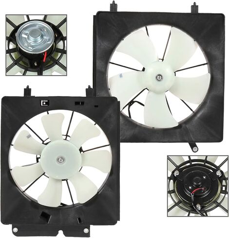 Radiator Cooling Fan Assembly Compatible with 2003-2006 for Honda for Element 2.4L 2002-2006 for Honda for CR-V 2.4L,Black&White Radiator Fan Direct Fit Replacement for 2PCS Engine Cooling Fan in Saudi Arabia