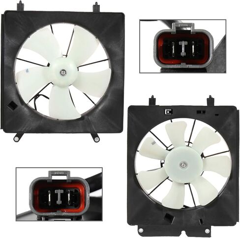 Radiator Cooling Fan Assembly Compatible with 2003-2006 for Honda for Element 2.4L 2002-2006 for Honda for CR-V 2.4L,Black&White Radiator Fan Direct Fit Replacement for 2PCS Engine Cooling Fan in Saudi Arabia