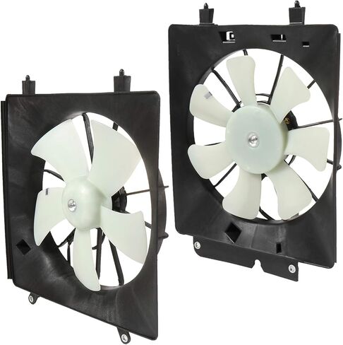 Radiator Cooling Fan Assembly Compatible with 2003-2006 for Honda for Element 2.4L 2002-2006 for Honda for CR-V 2.4L,Black&White Radiator Fan Direct Fit Replacement for 2PCS Engine Cooling Fan in Saudi Arabia