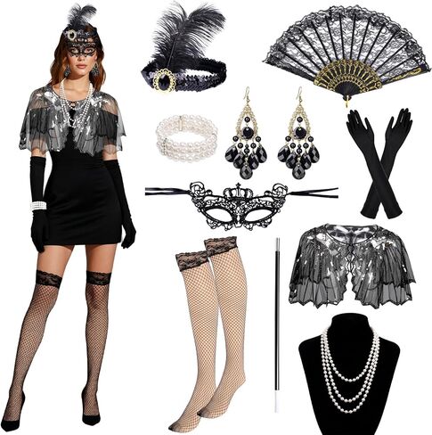 12Pcs 1920s Flapper Accessories for Women, Great Gatsby dresses Accessories Set, Fashion Roaring 20s Costume in Kuwait