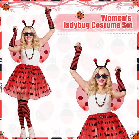 Costume Set for Women,Tutu Headband Wings Sunglasses Earrings Sticker Striped Long Warmers Socks in Saudi Arabia