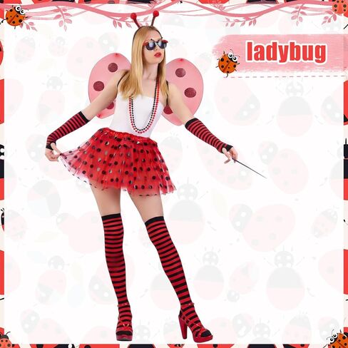 Costume Set for Women,Tutu Headband Wings Sunglasses Earrings Sticker Striped Long Warmers Socks in Saudi Arabia