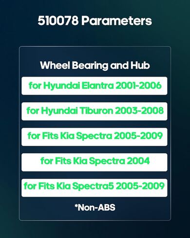 SCITOO 2 × محمل العجلة الأمامية اليسرى اليمنى ومجموعة المحور 2001-2006 لشركة Hyundai لـ Elantra، 2003-2008 لـ Hyundai Tiburon، 2004-2009 لـ Kia Spectra، 2005-2009 لـ Kia Spectra5، 2.0L 510078 in Saudi Arabia