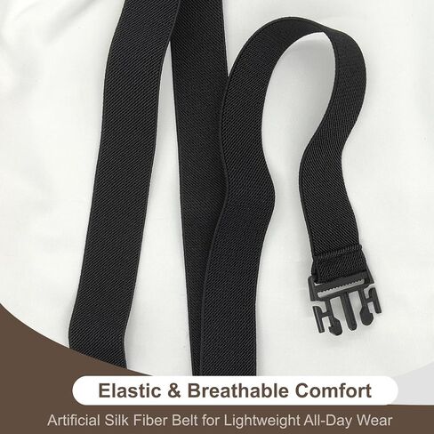 Stretchy Belts for Men Non Metal Belt with Elastic Rope Design Stretchable Flex Belt for Mens Daily Wear No Buckle Approved Travel Lightweight and Comfortable 43.3" in Saudi Arabia