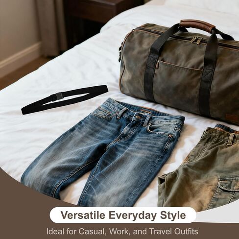 Stretchy Belts for Men Non Metal Belt with Elastic Rope Design Stretchable Flex Belt for Mens Daily Wear No Buckle Approved Travel Lightweight and Comfortable 43.3" in Saudi Arabia