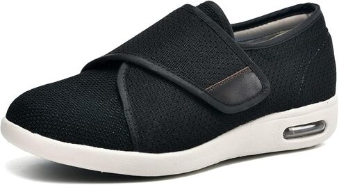 أحذية Youyun لتقويم العظام للنساء، أحذية رياضية واسعة سهلة الارتداء لمرضى السكر، والتهاب اللفافة الأخمصية ودعم تورم القدمين، مريحة خفيفة الوزن وقابلة للتنفس (أسود/رمادي) (مقاس 6) in Kuwait