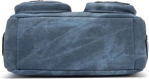 Nicole Lee Multi-Patch Shoulder Bag, Denim-Look Vegan Leather with Sequin Strawberry, Cat and Dog Prints, Medium Handbag (BLUE) in Kuwait