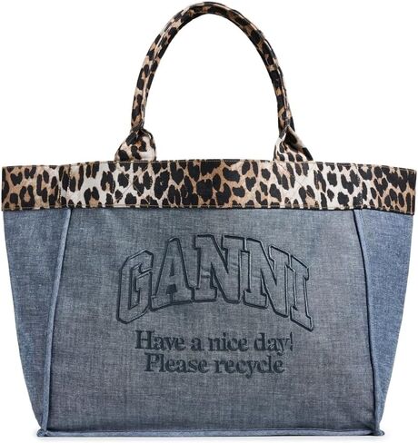 Ganni Women's Medium Trapeze Shopper Flock Reversible Tote in Kuwait