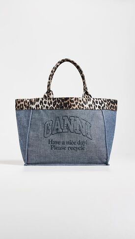 Ganni Women's Medium Trapeze Shopper Flock Reversible Tote in Kuwait