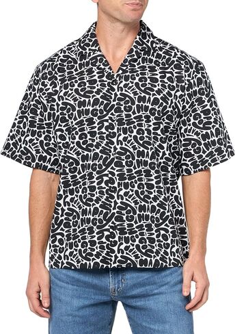 HUGO Men's Resort Collar Short Sleeve Button Down Shirt in Saudi Arabia