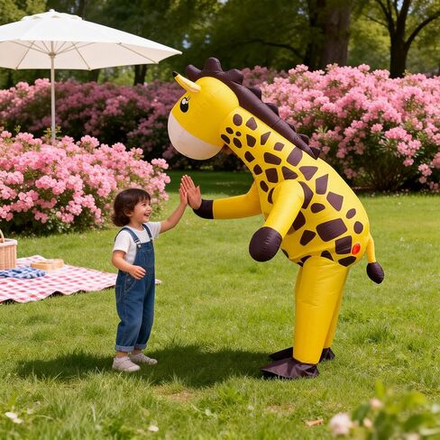 زي الزرافة القابل للنفخ - بذلة لكامل الجسم على شكل حيوان للهالوين، قماش مسامي، خفيف الوزن ومرن للحفلات التنكرية، المسيرات in Kuwait