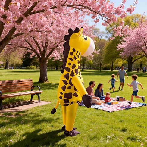 زي الزرافة القابل للنفخ - بذلة لكامل الجسم على شكل حيوان للهالوين، قماش مسامي، خفيف الوزن ومرن للحفلات التنكرية، المسيرات in Kuwait