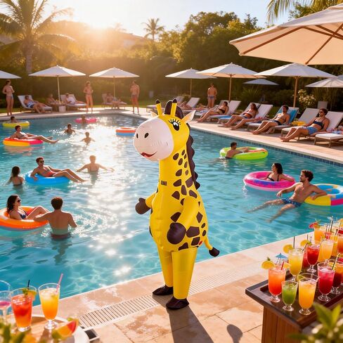 زي الزرافة القابل للنفخ - بذلة لكامل الجسم على شكل حيوان للهالوين، قماش مسامي، خفيف الوزن ومرن للحفلات التنكرية، المسيرات in Kuwait