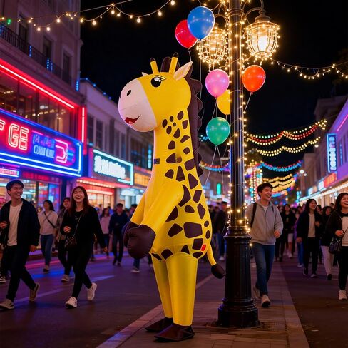 زي الزرافة القابل للنفخ - بذلة لكامل الجسم على شكل حيوان للهالوين، قماش مسامي، خفيف الوزن ومرن للحفلات التنكرية، المسيرات in Kuwait