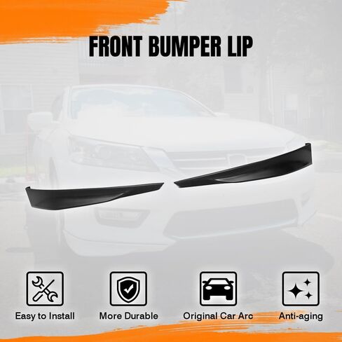 Front Bumper Lip Spoiler Compatible with 2013-2015 Honda Accord Sedan, PP Unpainted Black HFP Style Add-on Front Splitter Air Dam Chin Protector, 1x Pair in Saudi Arabia