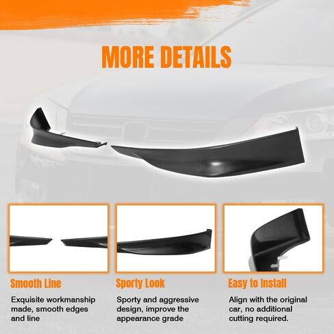Front Bumper Lip Spoiler Compatible with 2013-2015 Honda Accord Sedan, PP Unpainted Black HFP Style Add-on Front Splitter Air Dam Chin Protector, 1x Pair in Saudi Arabia