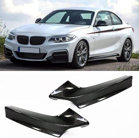 زوج من ألياف الكربون الحقيقية M الرياضة المصد الأمامي الفاصل طقم الشفاه متوافق مع 2013-2021 BMW F22 M235i M240i كوبيه in Saudi Arabia