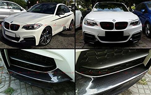 زوج من ألياف الكربون الحقيقية M الرياضة المصد الأمامي الفاصل طقم الشفاه متوافق مع 2013-2021 BMW F22 M235i M240i كوبيه in Saudi Arabia