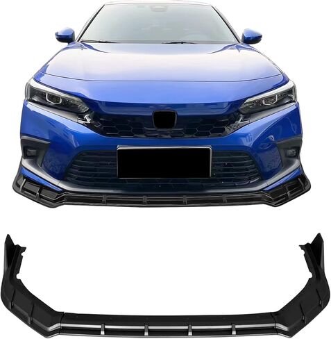 IKON MOTORSPRTS, Front Bumper Lip Compatible with 2022-2024 Honda Civic, Gloss Black ABS Plastic FE-C Style Front Chin Spoiler 3PC Splitter in Saudi Arabia