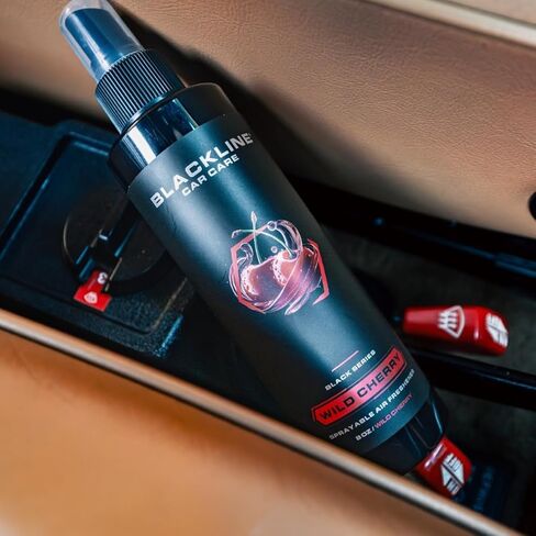 Blackline Car Care - Variety Pack Air Fresheners, Long-Lasting, Oder Eliminator, for Cars, Trucks, SUV, or Home Use - 8 fl OZ - Teakwood, Ocean Breeze, Dark Ice, Wild Cherry Air Fresheners in Kuwait