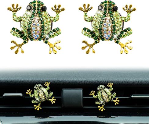 2Pcs Tree Frog Air Freshener Vent Clip, Cute Air Diffuser Clips, Bling Rhinestone Car Outlet Decor, Frog Car Accessories for Women in Saudi Arabia