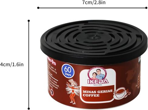 معطر هواء السيارة ومزيل رائحة السيارة من إيكيدا للسيارات أو المنزل والمكتب، معطر علب برائحة تدوم طويلاً لمدة 60 يومًا، 1.5 أونصة لكل منها، 4 علب، قهوة in Kuwait