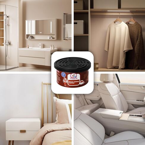 معطر هواء السيارة ومزيل رائحة السيارة من إيكيدا للسيارات أو المنزل والمكتب، معطر علب برائحة تدوم طويلاً لمدة 60 يومًا، 1.5 أونصة لكل منها، 4 علب، قهوة in Kuwait