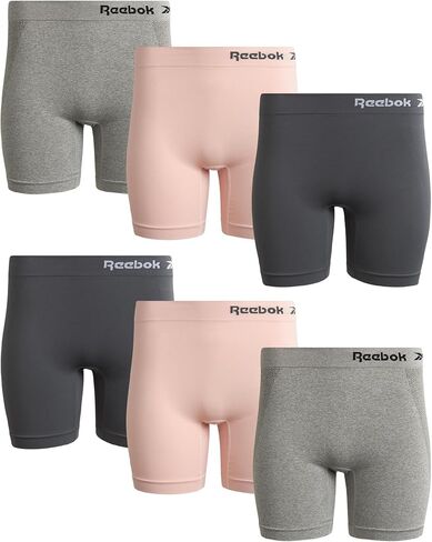 ملابس داخلية نسائية من ريبوك - 6 قطع سراويل داخلية طويلة الأرجل بدون خياطة (S-3XL)، مقاس كبير، Dust RoseGreyBlack in Saudi Arabia