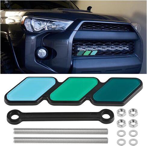 Car Grille Decor Badge, Tri-Color Creative Vehicle Front Grille Insert Trims, Automotive Exterior Bumper Label Emblem Decoration, Universal Fit (Green/Blue) in Saudi Arabia