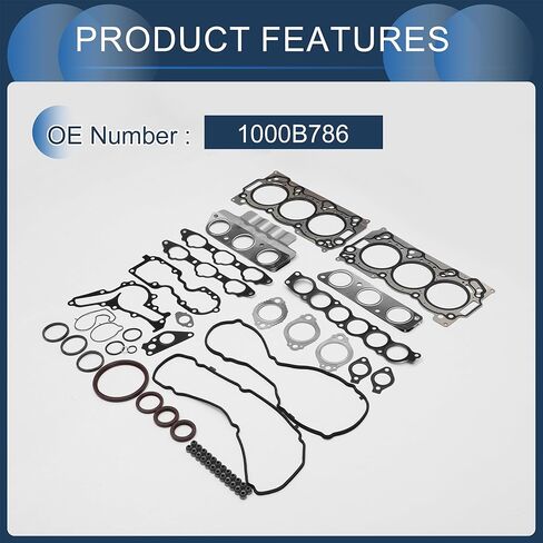 مجموعة حشيات رأس الأسطوانة مجموعة حشية صمام المحرك رقم 1000B786 لميتسوبيشي 6B31(CW6W) أوتلاندر مطاط، معدن أسود in Saudi Arabia