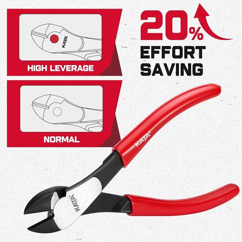 KATA 7-Inch High Leverage Diagonal Cutting Pliers, Heavy Duty Wire Cutters with Comfortable Grip, Angled Head and Sharp Edge, Diagonal Side Cutters Flush Cut for Cutting Metal Wires in Kuwait