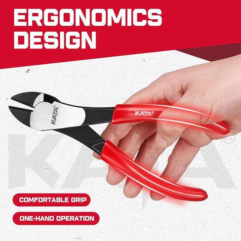 KATA 7-Inch High Leverage Diagonal Cutting Pliers, Heavy Duty Wire Cutters with Comfortable Grip, Angled Head and Sharp Edge, Diagonal Side Cutters Flush Cut for Cutting Metal Wires in Kuwait