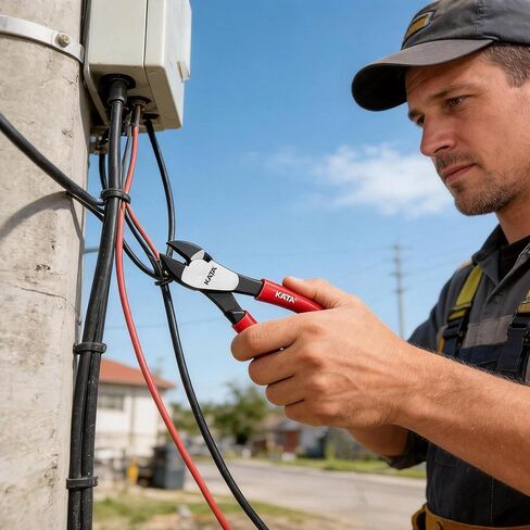 KATA 7-Inch High Leverage Diagonal Cutting Pliers, Heavy Duty Wire Cutters with Comfortable Grip, Angled Head and Sharp Edge, Diagonal Side Cutters Flush Cut for Cutting Metal Wires in Kuwait