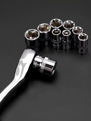 FLZOSPER 11 Piece 1/4 Inch Drive 6-Point Deep Socket Set with Sturdy Holder，Metric Size 4-14mm，Cr-V Steel in Kuwait