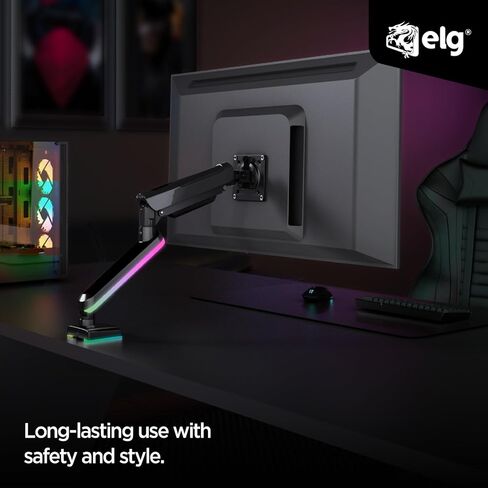ذراع شاشة الألعاب RGB مع زنبرك غاز، حامل مكتبي قابل للتعديل لشاشات مقاس 17 إلى 35 بوصة، تصميم مريح للحركة الكاملة، متوافق مع VESA، يتضمن إدارة الكابلات in Kuwait
