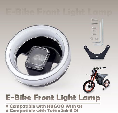 E-Bike Front Light Lamp Replacement for KUGOO Wish 01 for Tuttio Soleil 01, Motorcycle Bike Colorful Led Headlight with Bracket in Kuwait