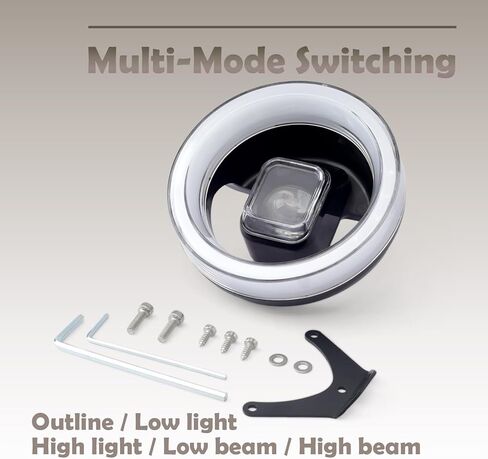 E-Bike Front Light Lamp Replacement for KUGOO Wish 01 for Tuttio Soleil 01, Motorcycle Bike Colorful Led Headlight with Bracket in Kuwait