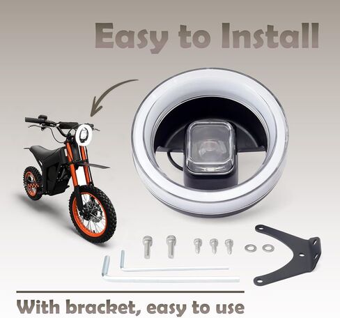 E-Bike Front Light Lamp Replacement for KUGOO Wish 01 for Tuttio Soleil 01, Motorcycle Bike Colorful Led Headlight with Bracket in Kuwait