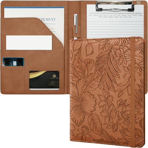 Mymazn Small Padfolio Clipboard Folder for 5x8 Inch Writing Pads, Compact A5 Portfolio for Business Office, Floral Green in Kuwait