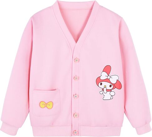 Girls' Cardigan Sweaters Cartoon Long Sleeve V Neck Crop Cardigan Button Down Jacket Coats Spring Fall Outwear in Kuwait