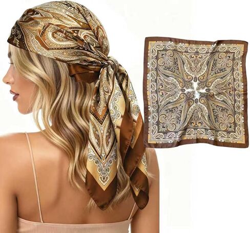 head scarf for women,silk like head scarf,silk bandana,leopard print scarf,Hair Wrapping Night 27.5" in Kuwait