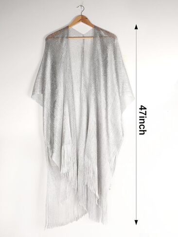 Shawl Wraps for Women, Soft Silky Scarf for Evening Dresses, Fashion Scarves for Wedding Bridal, Silver in Saudi Arabia