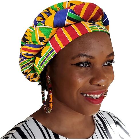 Dupsie's Kente Akoma African Print Modu Hat - Pre-tied Head wrap in Kuwait