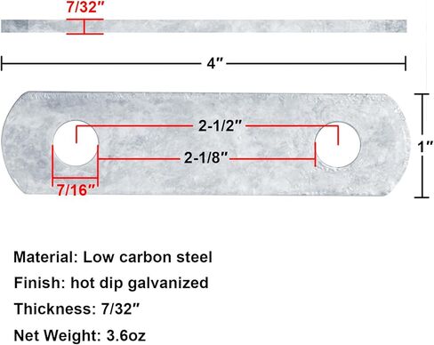 10 Pack 2‑1/2" Hole Center Trailer Leaf Spring Shackle Straps, 7/32" Thick, Hot-Dip Galvanized Steel in Saudi Arabia