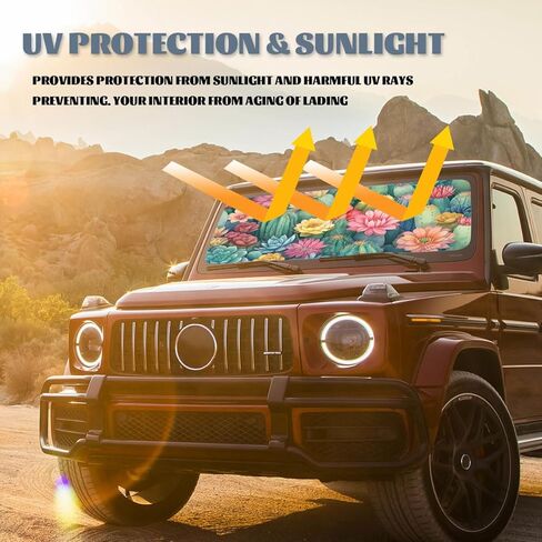 Cats Car Windshield Sunshades Cute Funny Cartoon Kitty Animal Front Window Sun Shade Blocks UV Rays Sun Visor Protector for Car Sedan Truck SUV Accessories 59" L x 31.5" W in Saudi Arabia