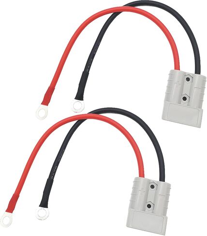 بطارية 50 أمبير توصيل سريع لفصل الموصل مع كابل موصل بطارية حلقة دائرية 10AWG، للرافعة الشوكية الكهربائية، والمنزل المتنقل، والجرارات (قطعتان) in Kuwait